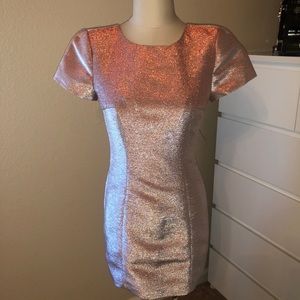 Baby pink sparkle backless dress